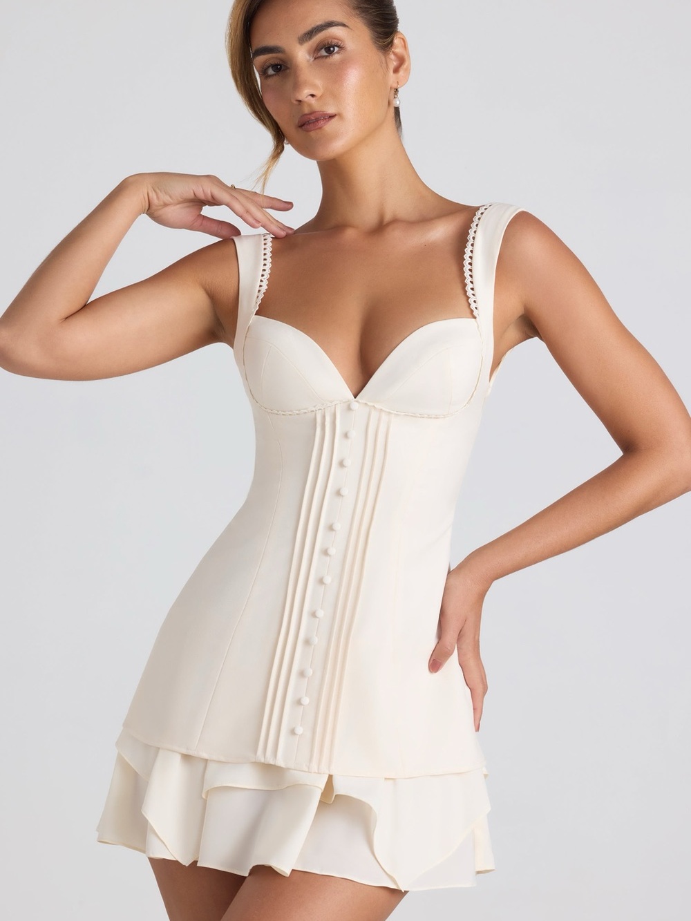 Oh Polly Sky Blue (NOT cream) Corset Mini Dress